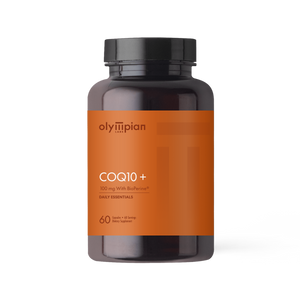 Olympian Labs COQ10 supplement bottle on a white background