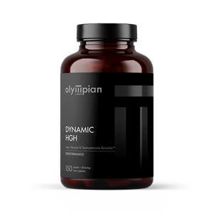 Olympian Labs Dynamic HGH supplement bottle on a white background