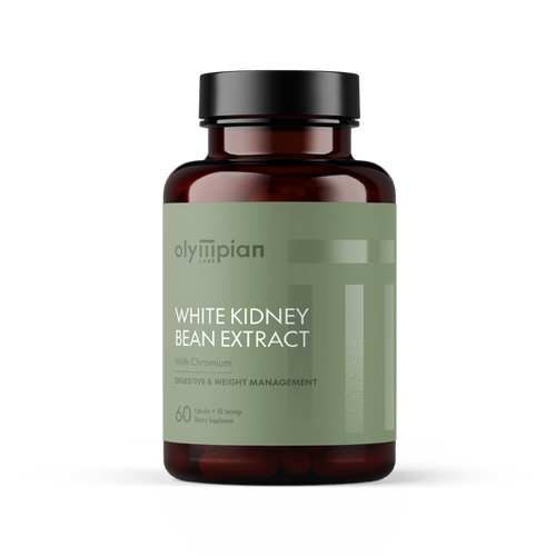 Bottle of Olympian Labs White Kidney Bean Extract on a white background