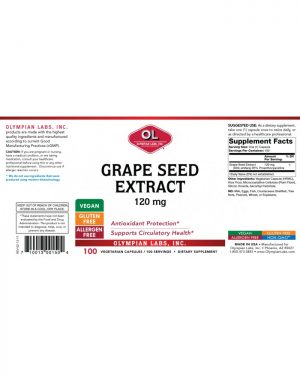 Grape seed 120mg label