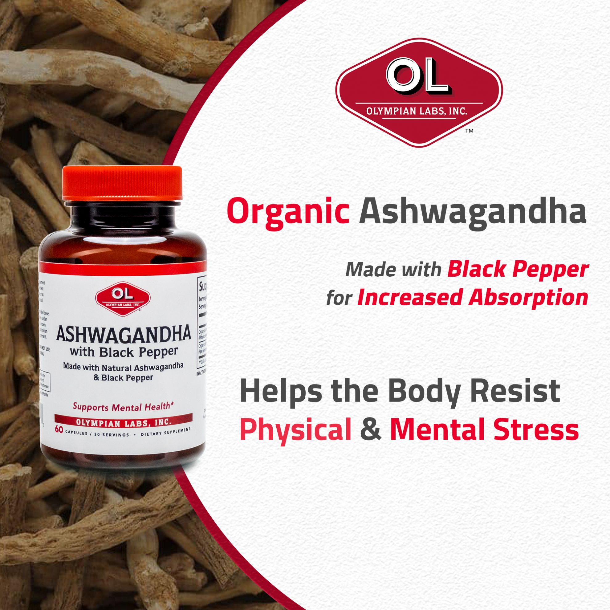 Ashwagandha with Black Pepper Olympian Labs