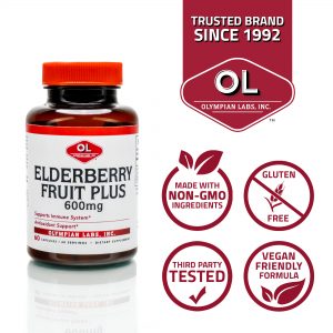 Elderberry Fruit Plus nongmo, gluten free, 3rd party tested, vegan friendly