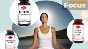 Products for focus, lutein, ginkgo biloba, phosphatidyl serine