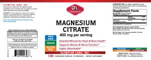 Magnesium Citrate 400mg label