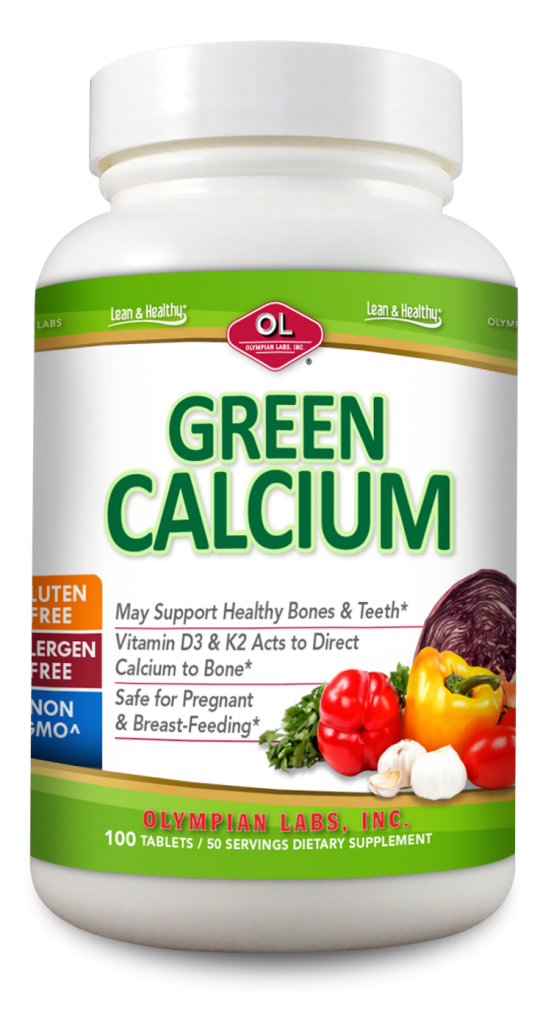 GREEN CALCIUM TABLETS with Vitamins D3, K2, & C Olympian Labs