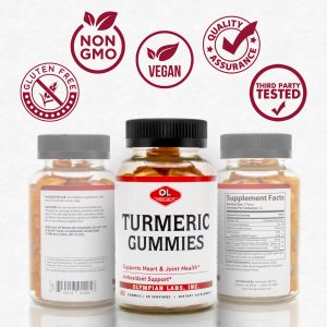 turmeric gummy nongmo,vegan, gluten free, 3rd party teated